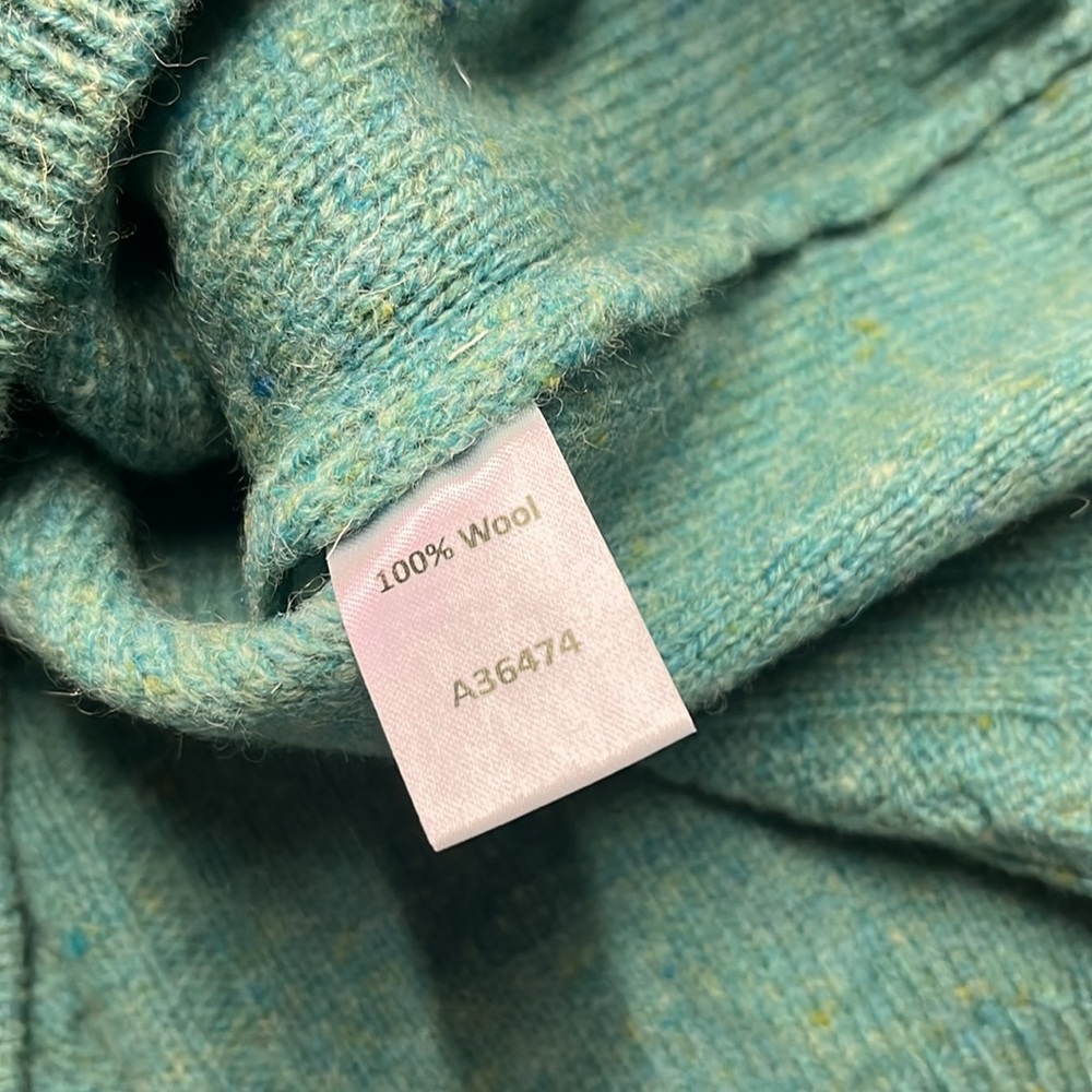 NWOT Appleseed’s Teal Confetti Knit Wool Cable Knit Crew Neck Sweater - Picture 16 of 16